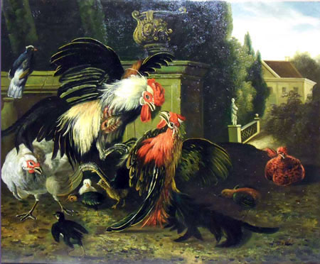 1150-T2 | 50cm x 61cm | combat de coq 